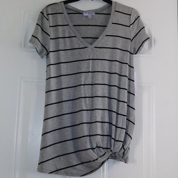 Women's short-sleeved top with stripes JUNIPER Ln maternity gray color, size L - Picture 2 of 14